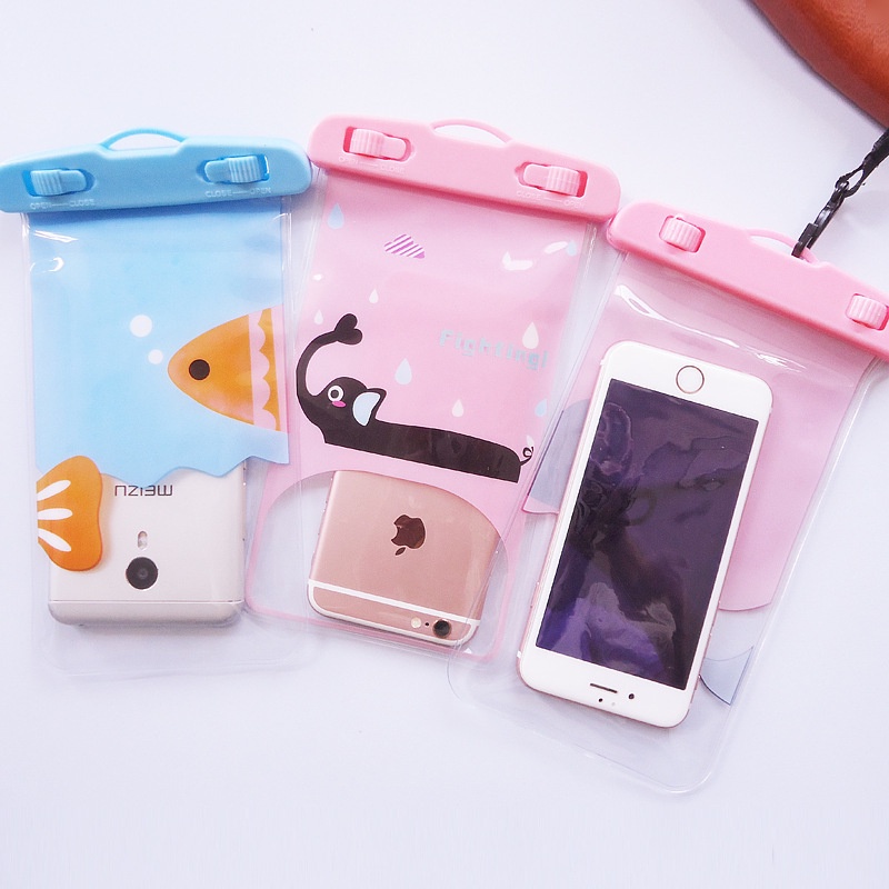 T&amp;Y Sarung HP Anti Air Motif Kartun Pouch HP Smartphone Waterproof Case Karakter Free Tali Gantung