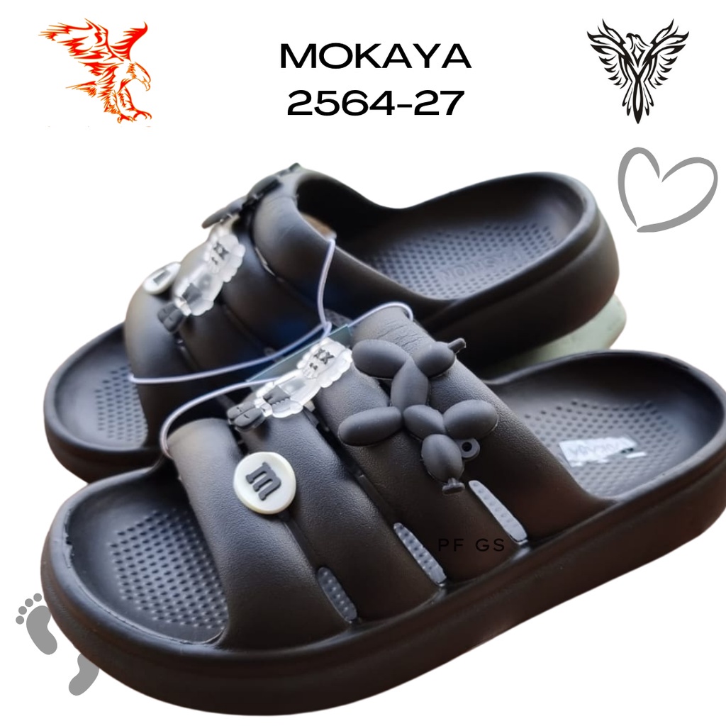 Sandal Selop Wanita MOKAYA 2564 -27 Motif Pizza Dog Super Cute Import
