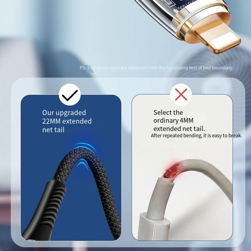 Kabel data Transparan PD100W double-headed type-c5A Cocok Untuk laptop Apple fast charging.