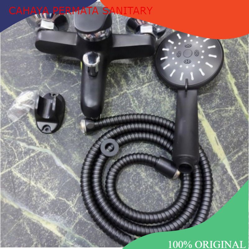 SHOWER MANDI/KRAN SHOWER PANAS DINGIN/KRAN BATHTUB  Black Lengkap Dengan SHOWER PANAS DINGIN KOMPLIT