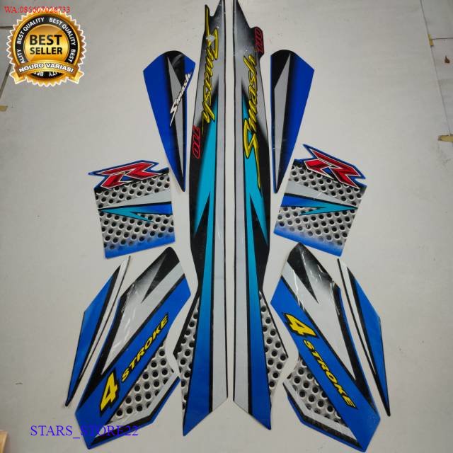 (ORI) striping suzuki smash 110 r 2007 hitam biru body standar KUALITAS ORIGINAL