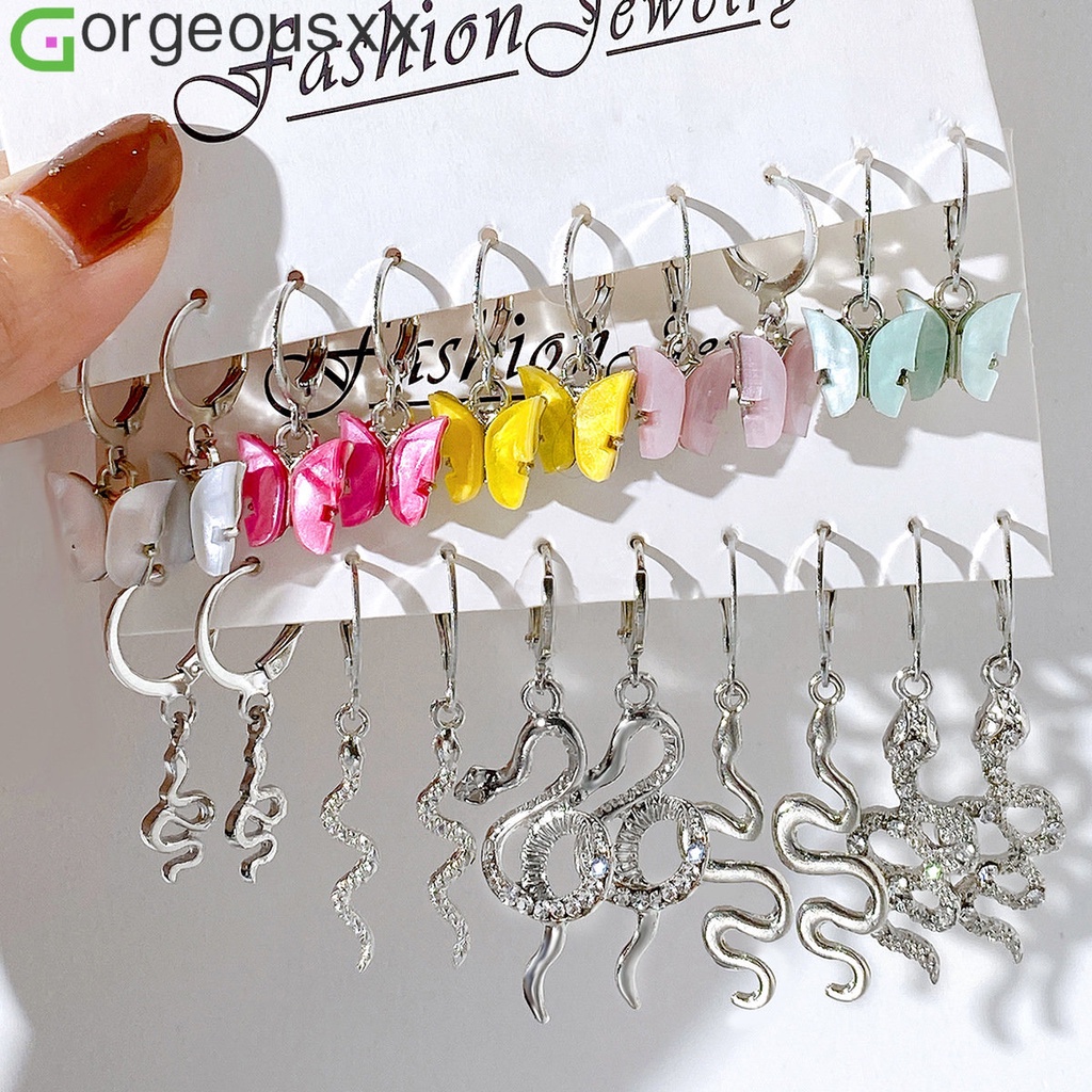 Set Anting Kupu-Kupu Resin Warna-Warni Sederhana Untuk Wanita Kreatif Lucu Anting Perhiasan Aksesoris Hadiah Pesta