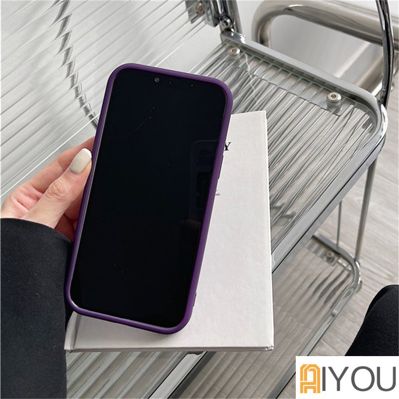 IPHONE Soft Case Silikon anti-drop Ungu Sederhana Baru Kompatibel Dengan Iphone11 12 13 14 Pro Max14 Plus X XR Xs Max 7 8 Case Shockproof Cover