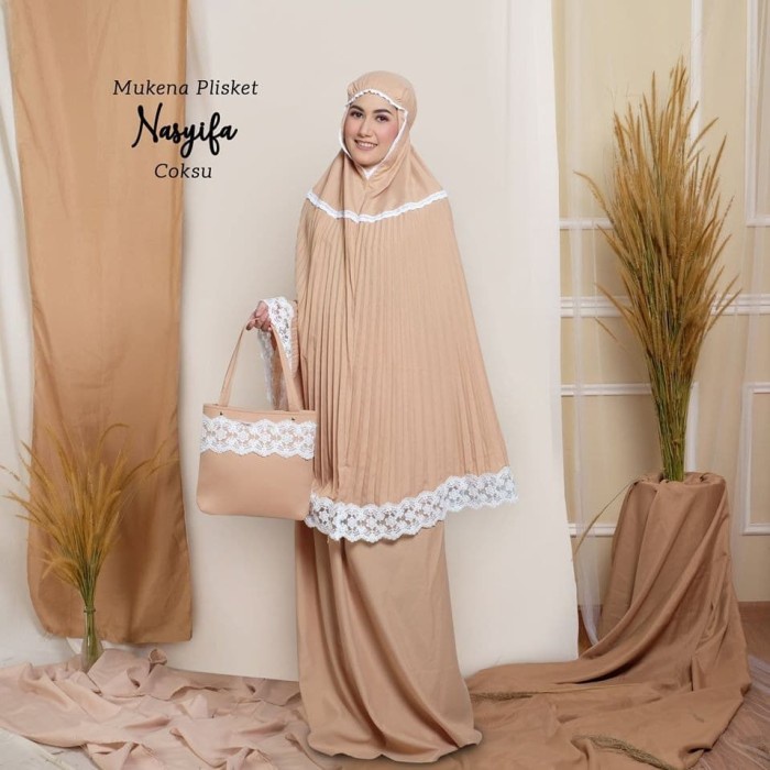 BEST SELLER MUKENAH LEBARAN RUKUH MUKENA DEWASA PLISKET NASYIFA COKSU READY | MUKENA TRAVEL DEWASA M