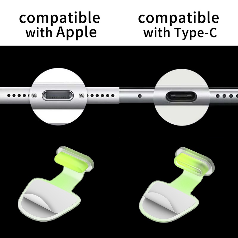 Charging Port Pelindung Kompatibel Dengan Iphone Type-C USB Tipe C Silikon Dustplug Aksesoris Colokan Anti-Hilang Antarmuka Telepon Colokan Debu Tahan Air Luminous Dustproof Cover