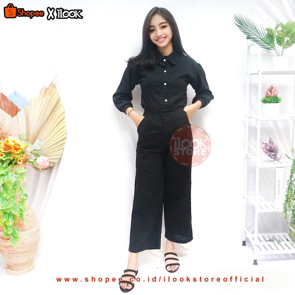 ilook | Celana Linen Highwaist 2239 | Highwaist Wanita Korean Style Bahan Linen | Linen Highwaist