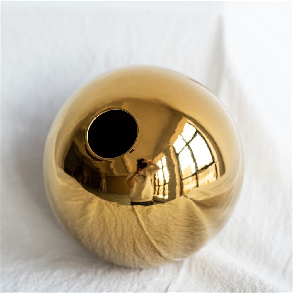 ღ Plating Emas Bola Keramik Vas Seni Hidroponik Vas Nordic Style Pot Bunga Dekorasi Rumah Ornamen Kerajinan Hadiah Meriah Hidup dekorasi Kamar