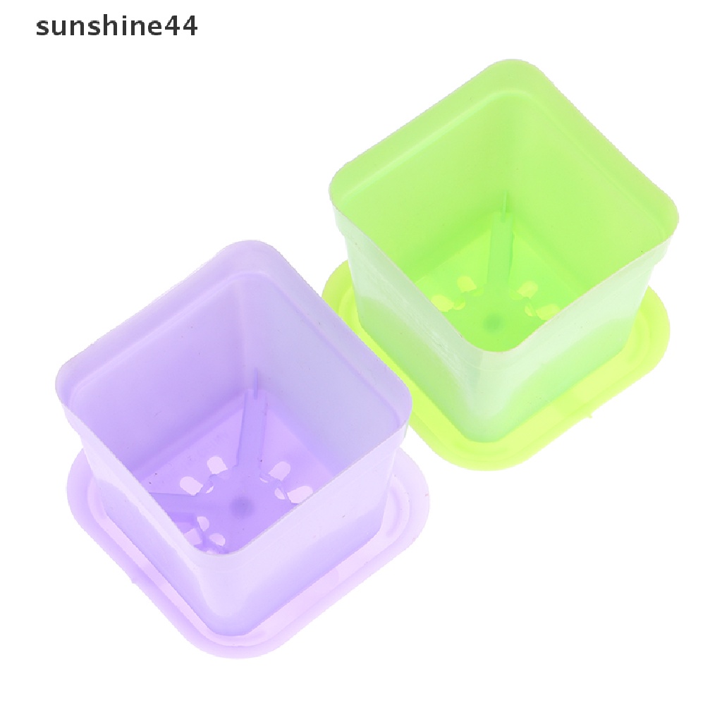 Sunshine 10Set Sukulen Pot Bunga Persegi Kecil Seedling Square Plastik Lucu Pot Bunga ID