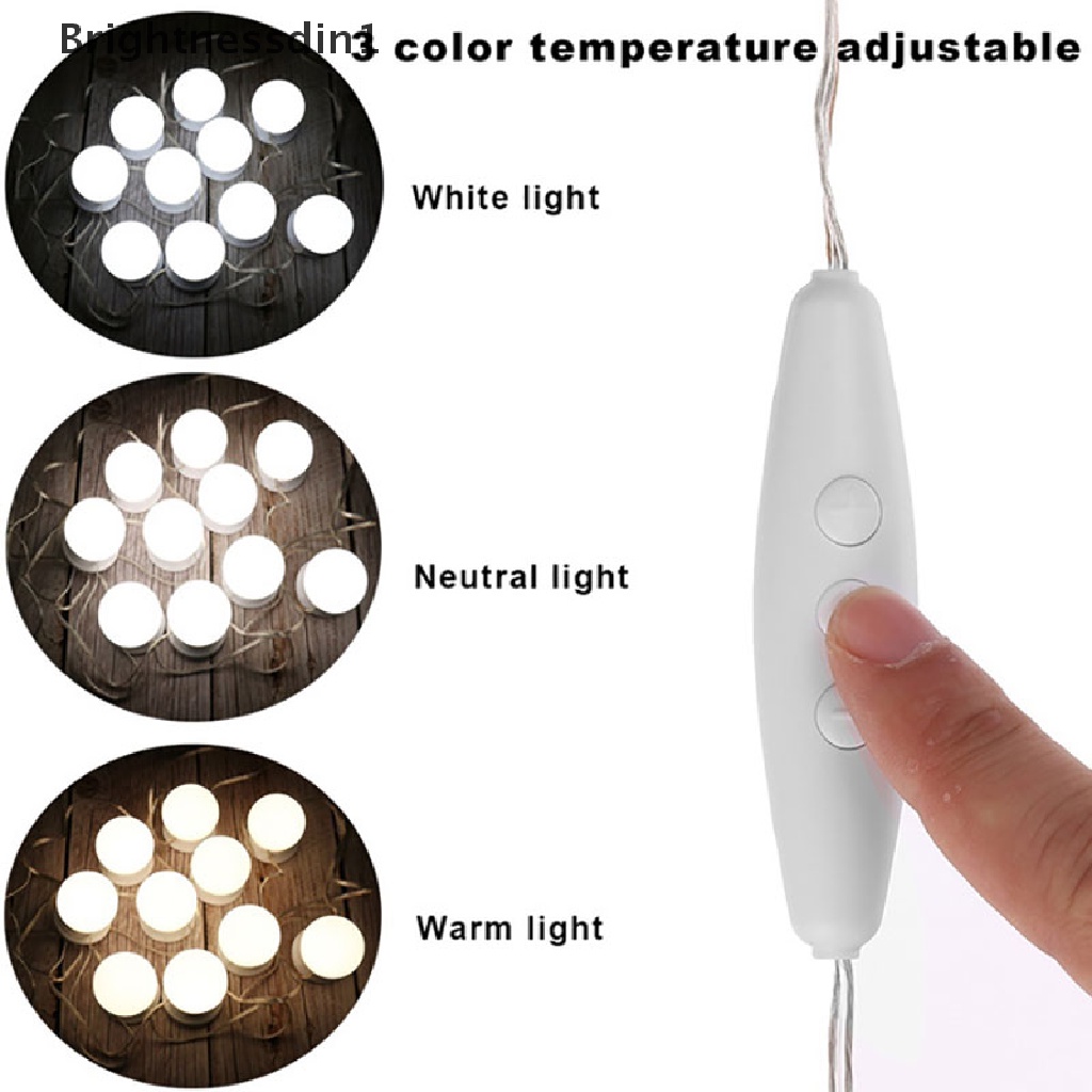 [Brightnessdin1] Holly Style LED Bulbs Vanity Makeup Meja Rias USB Mirror Lights Kit Butik