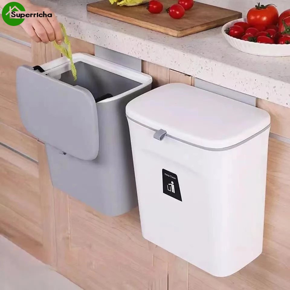 Hot Sale/Lemari Multifungsi Tempat Sampah Tempel Dinding/Wadah Sampah Gantung Plastik Dengan Tutup/Lemari Belakang Keranjang Penyimpanan Aksesoris Organizer Dapur