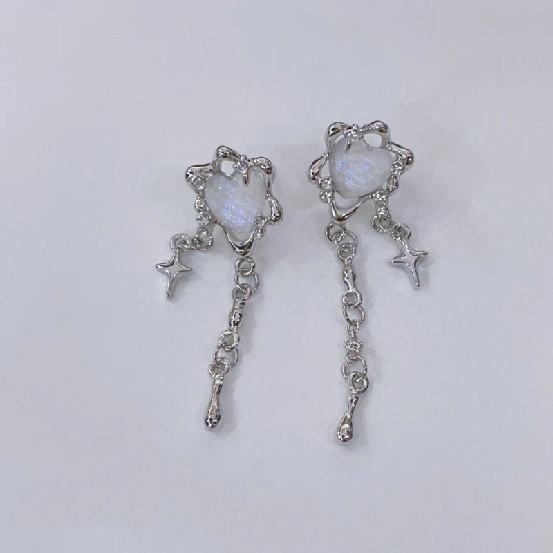 Siy Hati Bintang Anting-Anting Retro Sliver Piercing Ear Studs Pasangan Fashion Perhiasan