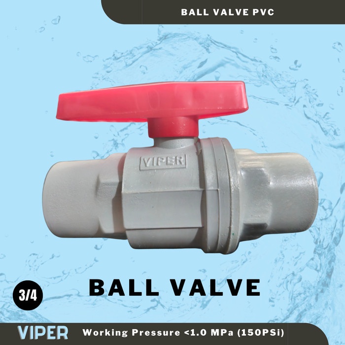 Ball Valve Full PVC Viper Kuping Tanpa Drat Viper 3/4 Inch STOP KRAN