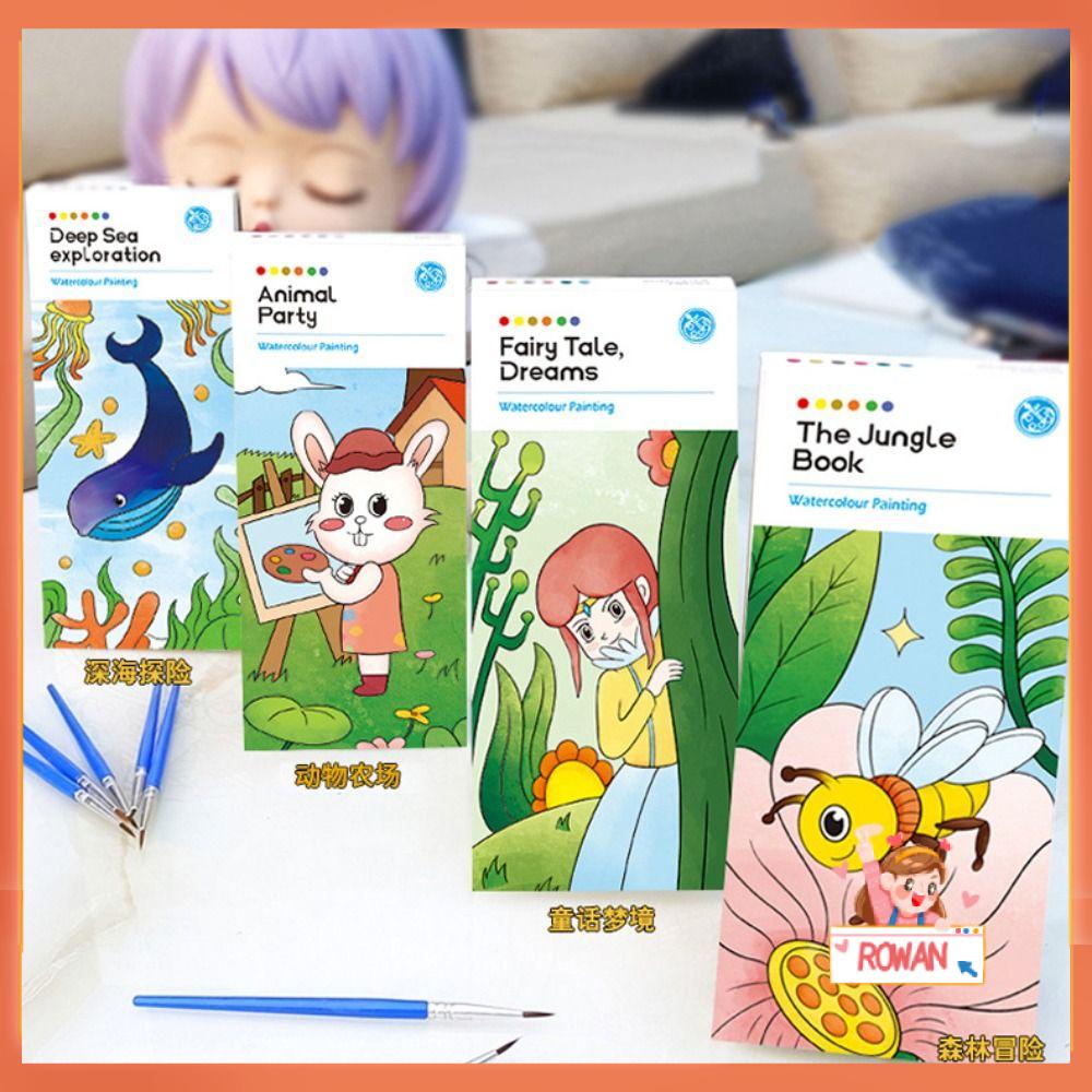 R-flower Pocket Watercolor Painting Book Untuk Anak Perempuan Laki-Laki Alat Edukasi Dini Seni Perlengkapan Melukis Mewarnai Buku Melukis Air