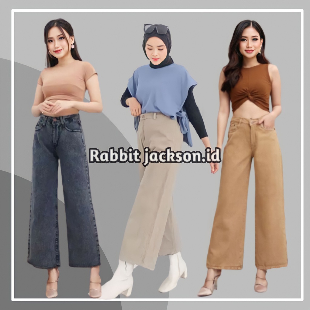 CELANA PANJANG MOZZA KULOT CULLOTE WANITA CEWEK JINS JEANS HIGHWAIST HIGH WAIST LOOSE JUMBO PINGGANG KARET KEKINIAN PREMIUM MURAH WARNA HITAM PUTIH KHAKI MOCCA SNOW BLACK LIGHT DARK BLUE LATTE MEDIUM