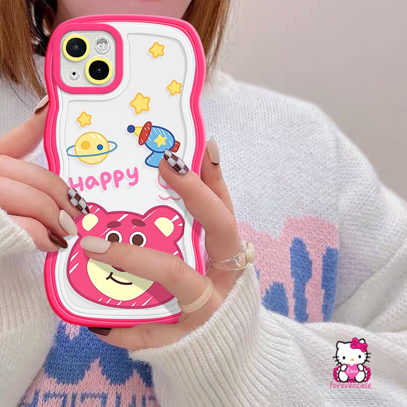 Casing Kartun Strawberry Bear Infinix Hot 20s 10s 10 11s 9 12i 10Lite 812 20 Pro Smart 6 4 5 Plus Note 12 12Pro 10Pro Hot 10 9 11 12 Play Cute Winnie The Pooh Wavy Edge Soft Case