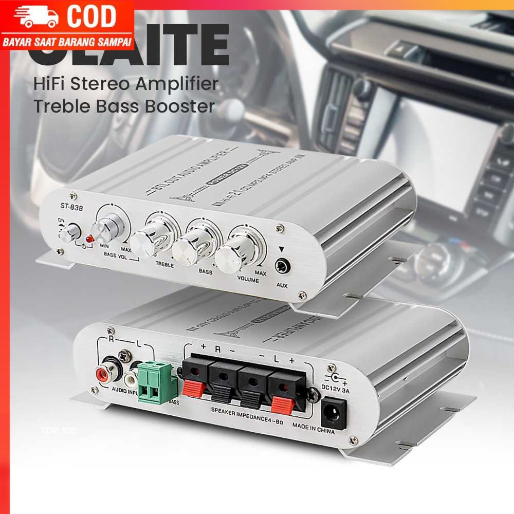 ( 100% BARANG ORI ) CLAITE HiFi Stereo Amplifier Treble Bass Booster - ST-838