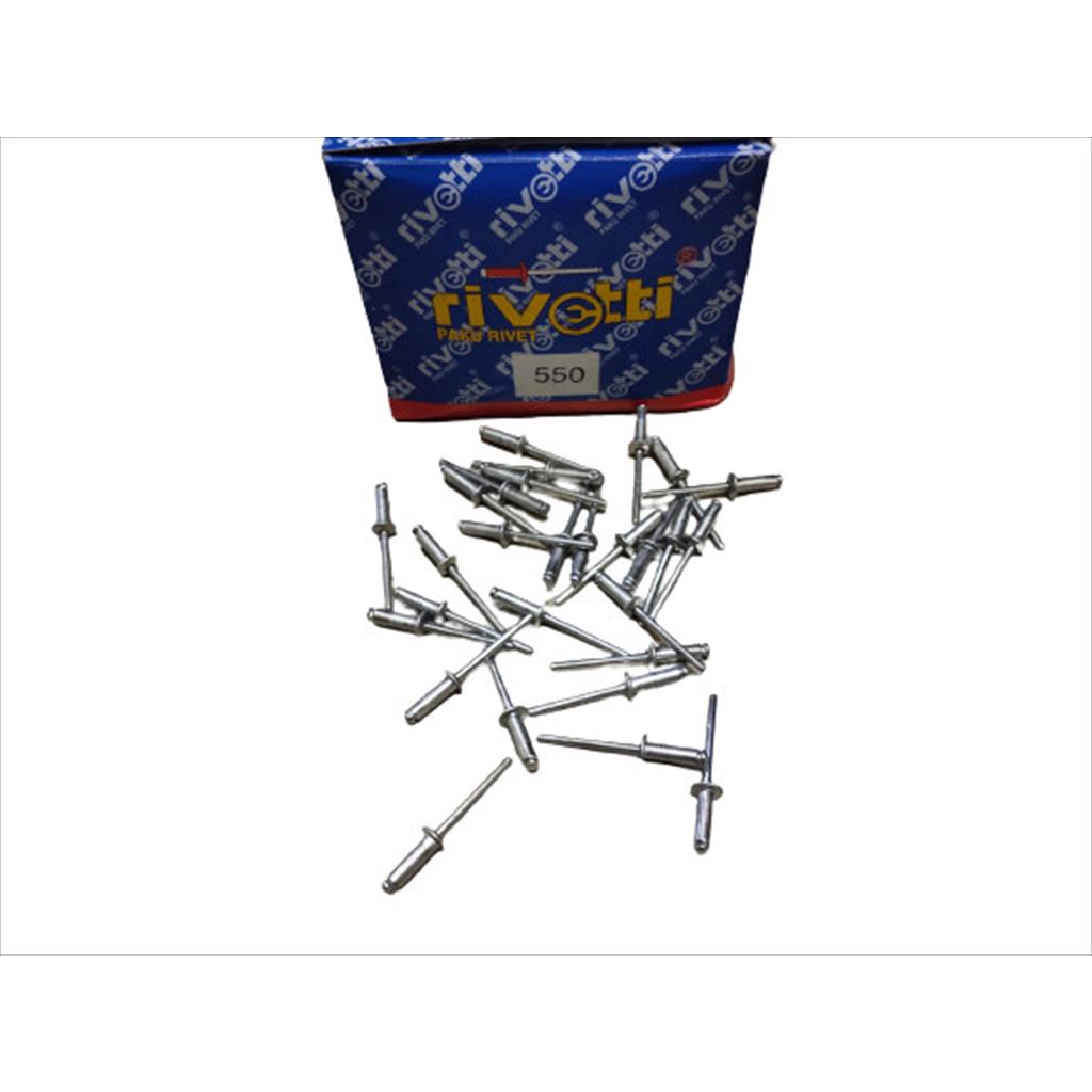 1 Kotak Paku Rivet Rivetti 550 ( 4 x 12.7mm ) / Paku Ripet / Paku Keling Aluminium Silver BJA