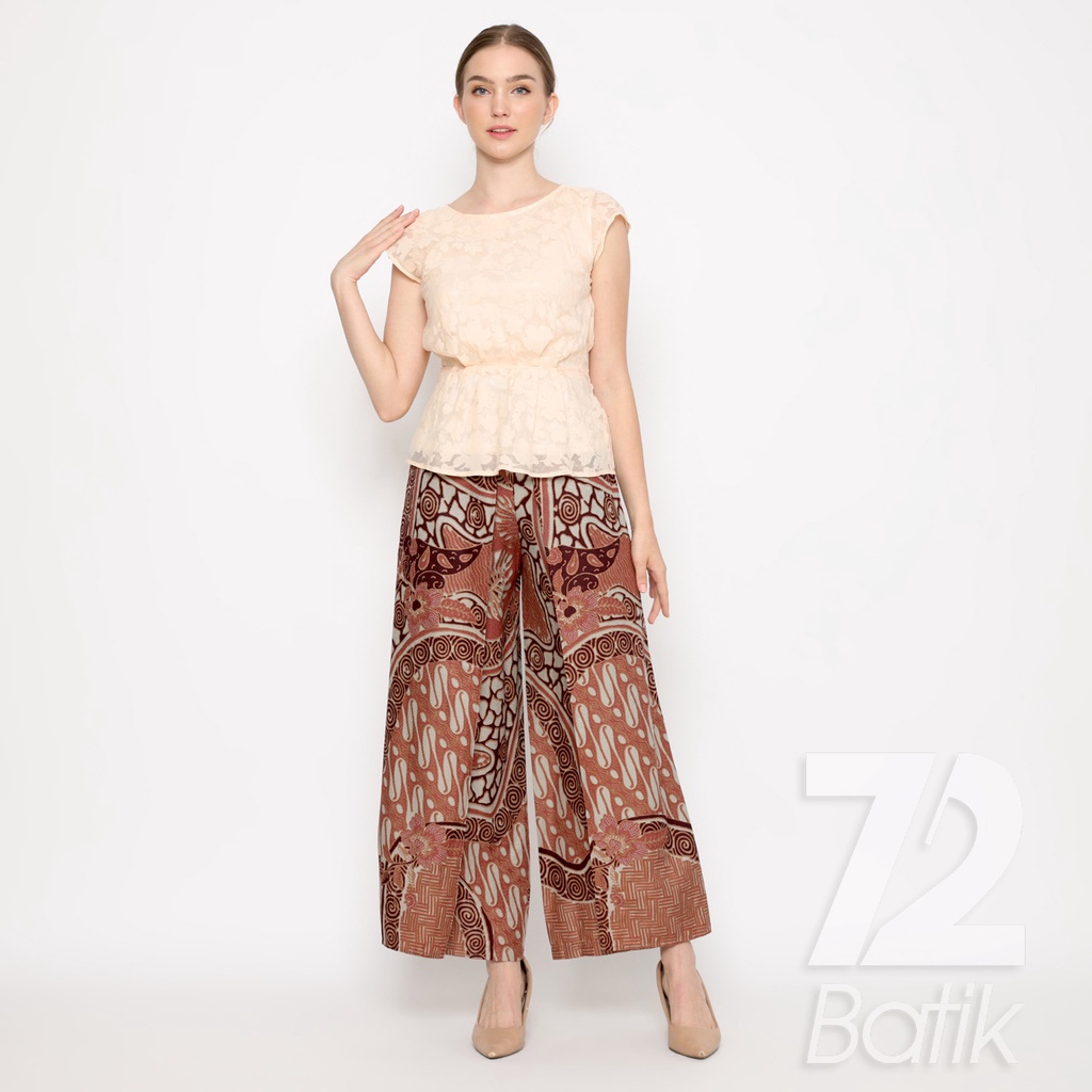 CELANA KULOT BATIK Premium Motif Parang Roll Warna Merah 723203 Cap 72 -  Layer Lawasan Celana Tumpuk Kerja Kantoran Bawahan Kebaya