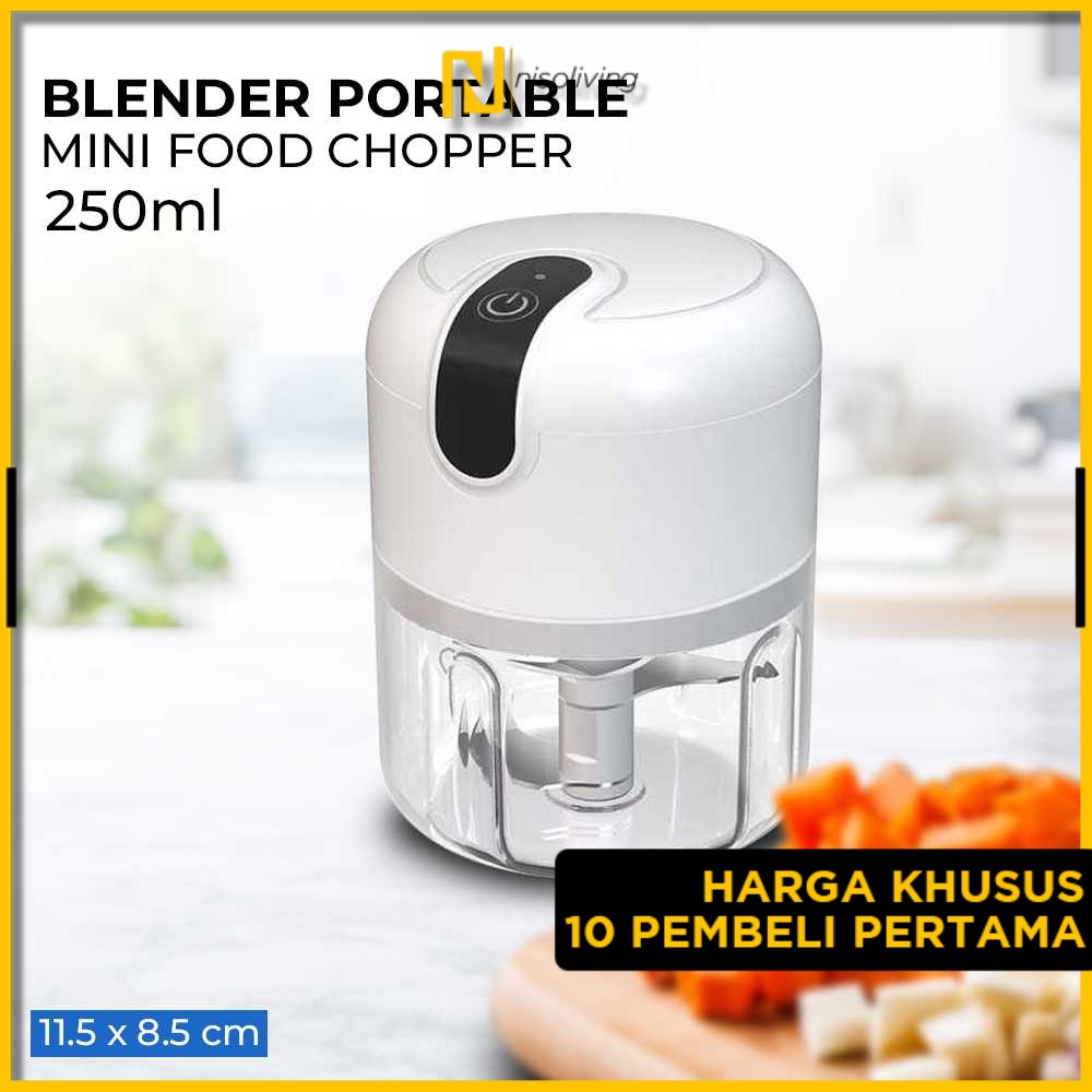 Blender Portable Food Chopper Mini Elektrik 250ML - Penggiling Chopper Food Bumbu Daging Mitochiba Original Manual mini