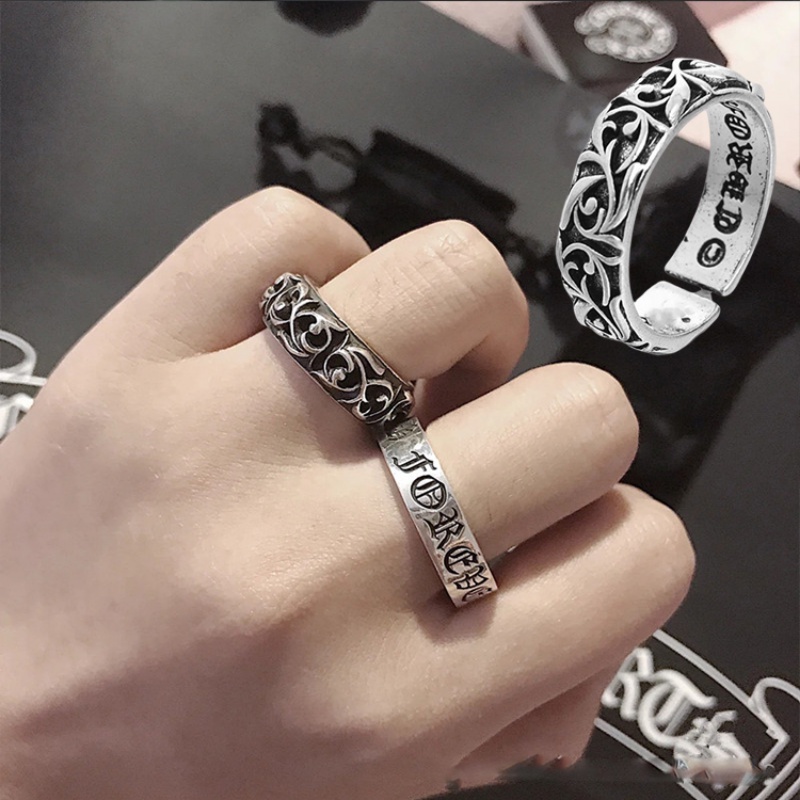 Ins Style Personality Unisex Eternal Cross Ring/Fashion Vintage Cane Vine Alloy Adjustable Opening Ring Untuk Perhiasan Pasangan