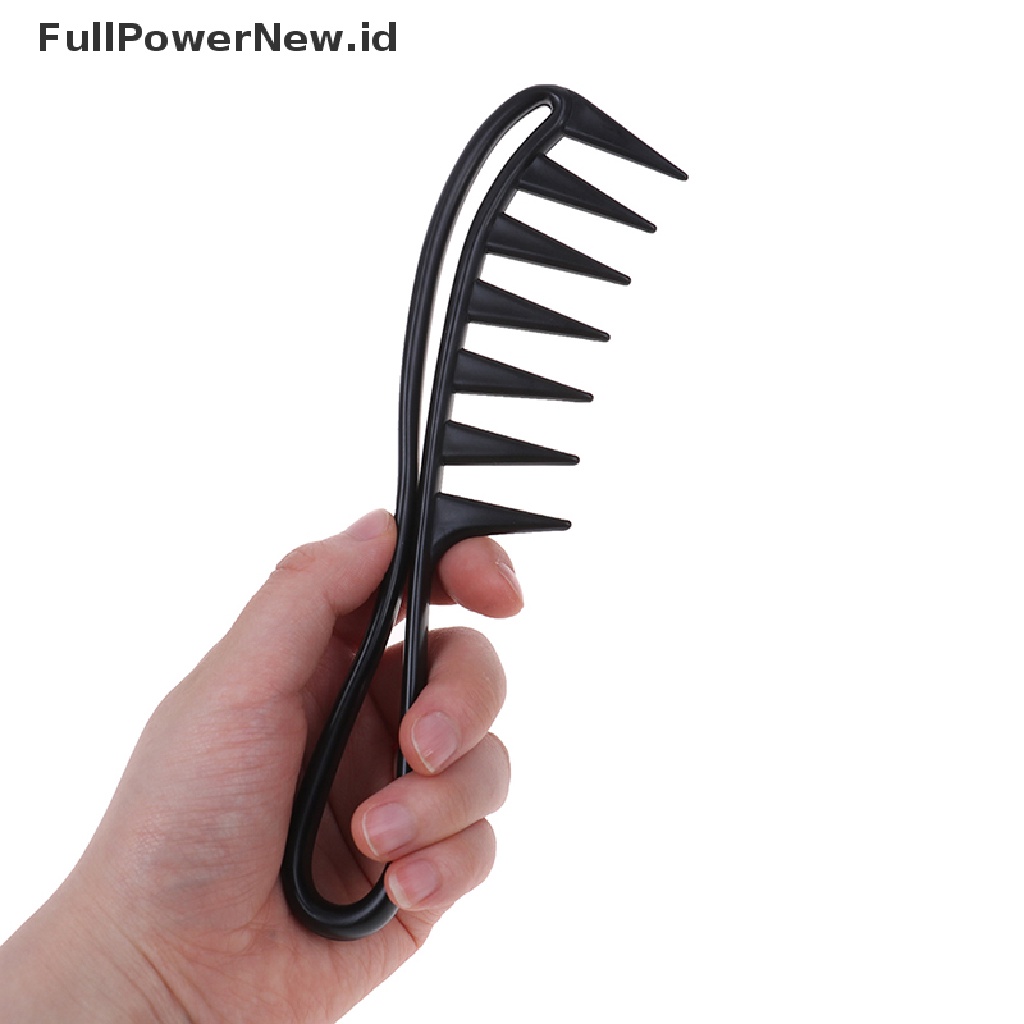 Power Shark Jumbo Wide Tooth Black Handle Grip Sisir Rambut Pria Hairdressing Teeth Comb ID