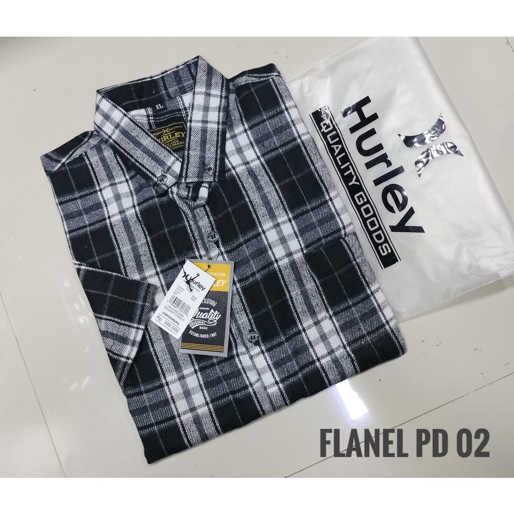 GMK - Promo Kemeja Flanel Kotak Catur Hitam Putih Abu Pria Lengan Pendek Kemeja Flannel Cowok Lengan pendek