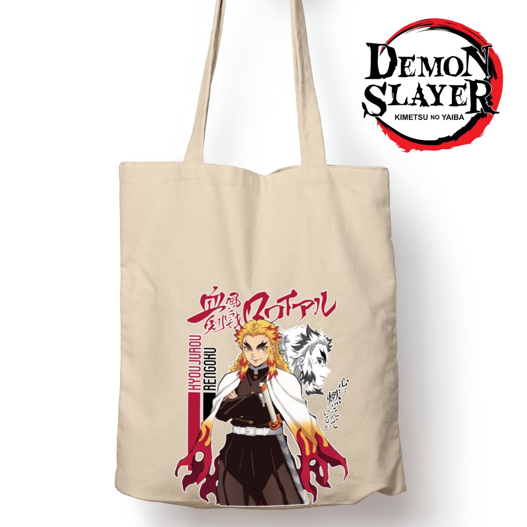 Totebag Anime Demon Slayers Rengoku Tote bag premium Totebag zipper totebag velcro Termurah tote bag resleting