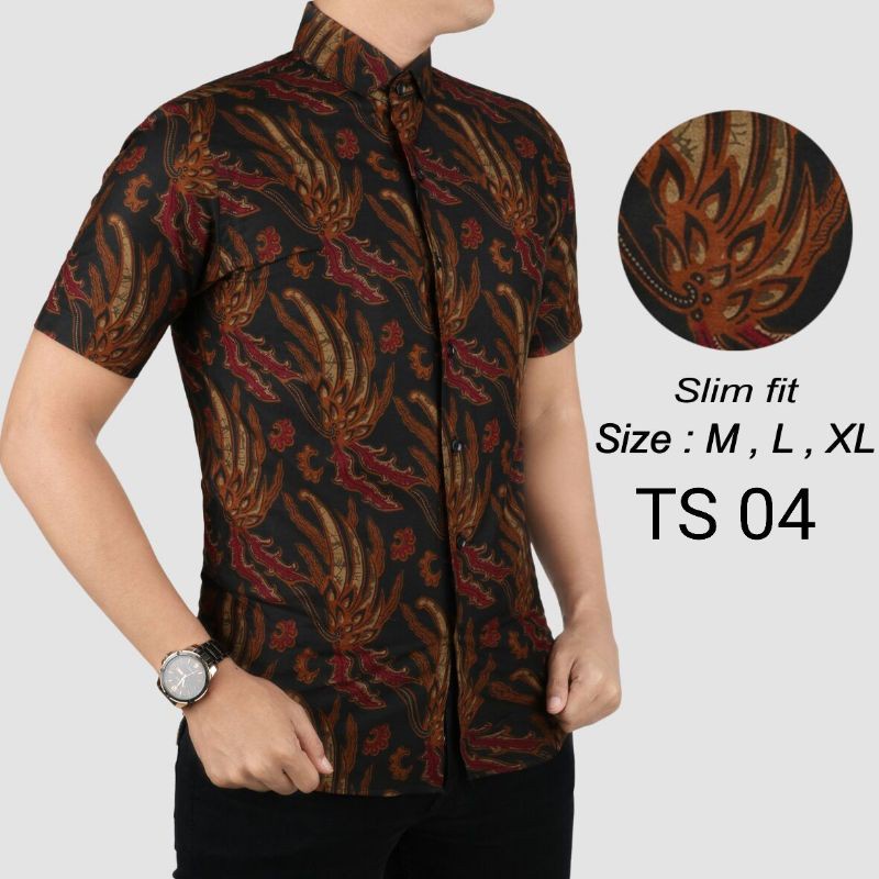 KEMEJA BATIK PRIA SLIM FIT COLINDION BATIK SOLO CBS725 MEWAH PREMIUM BAJU ELEGANT SIZE M L XL  SKU MS JAKARTA