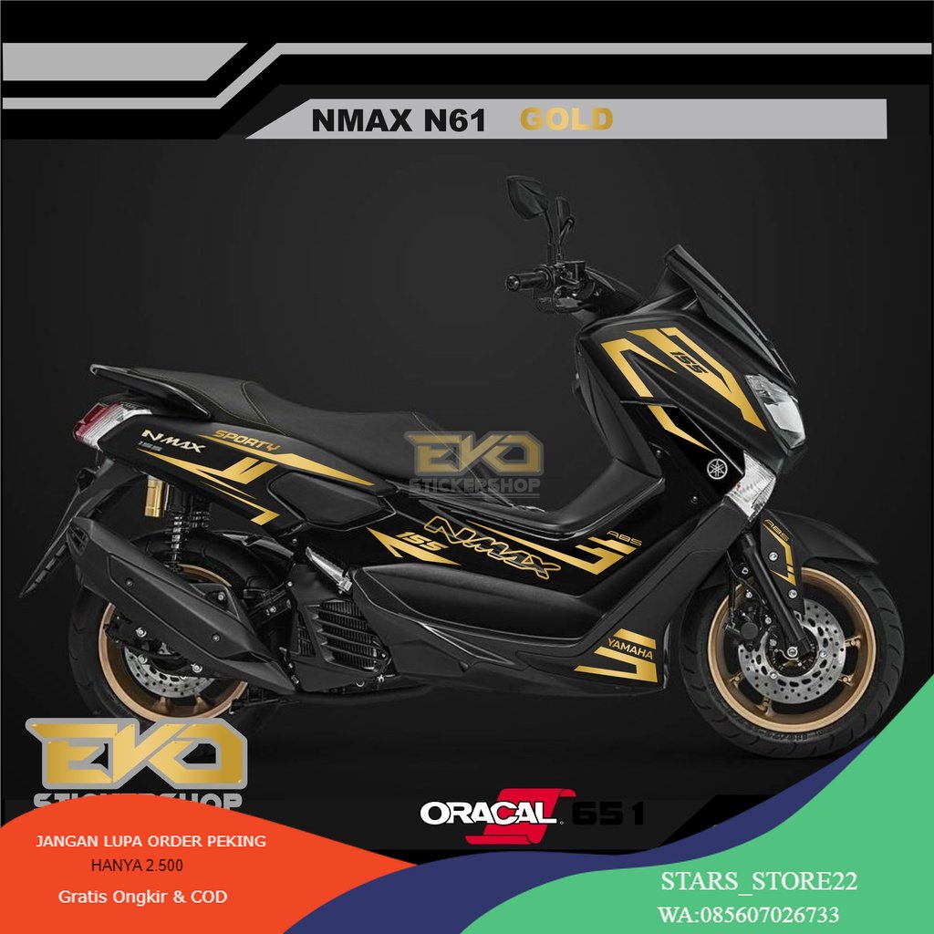 (PREMIUM) STIKER NMAX HITAM CUTTING STICKER NMAX GOLD SPORTY NEW DESAIN 2023