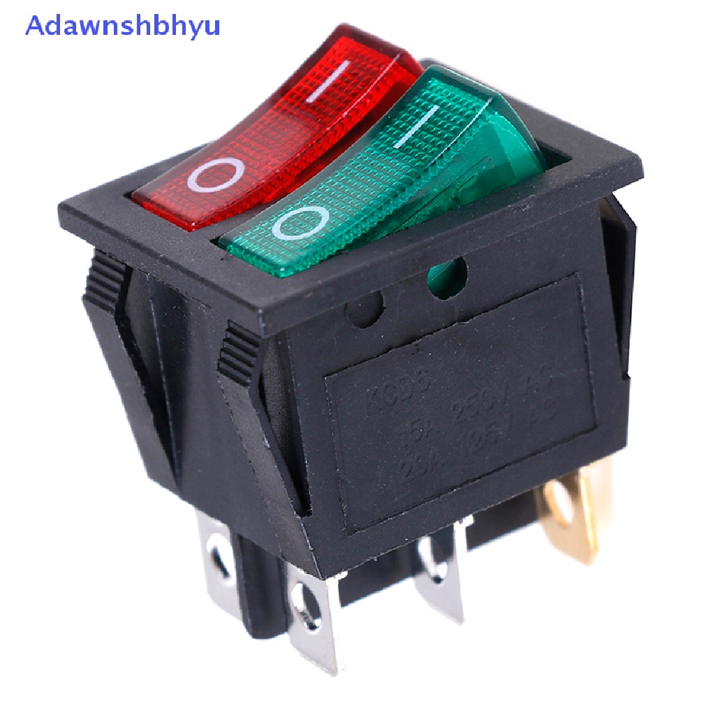 Adhyu 6pin on/off Saklar double spst rocker boat 250V /15A 125V /20A Lampu Merah Hijau ID