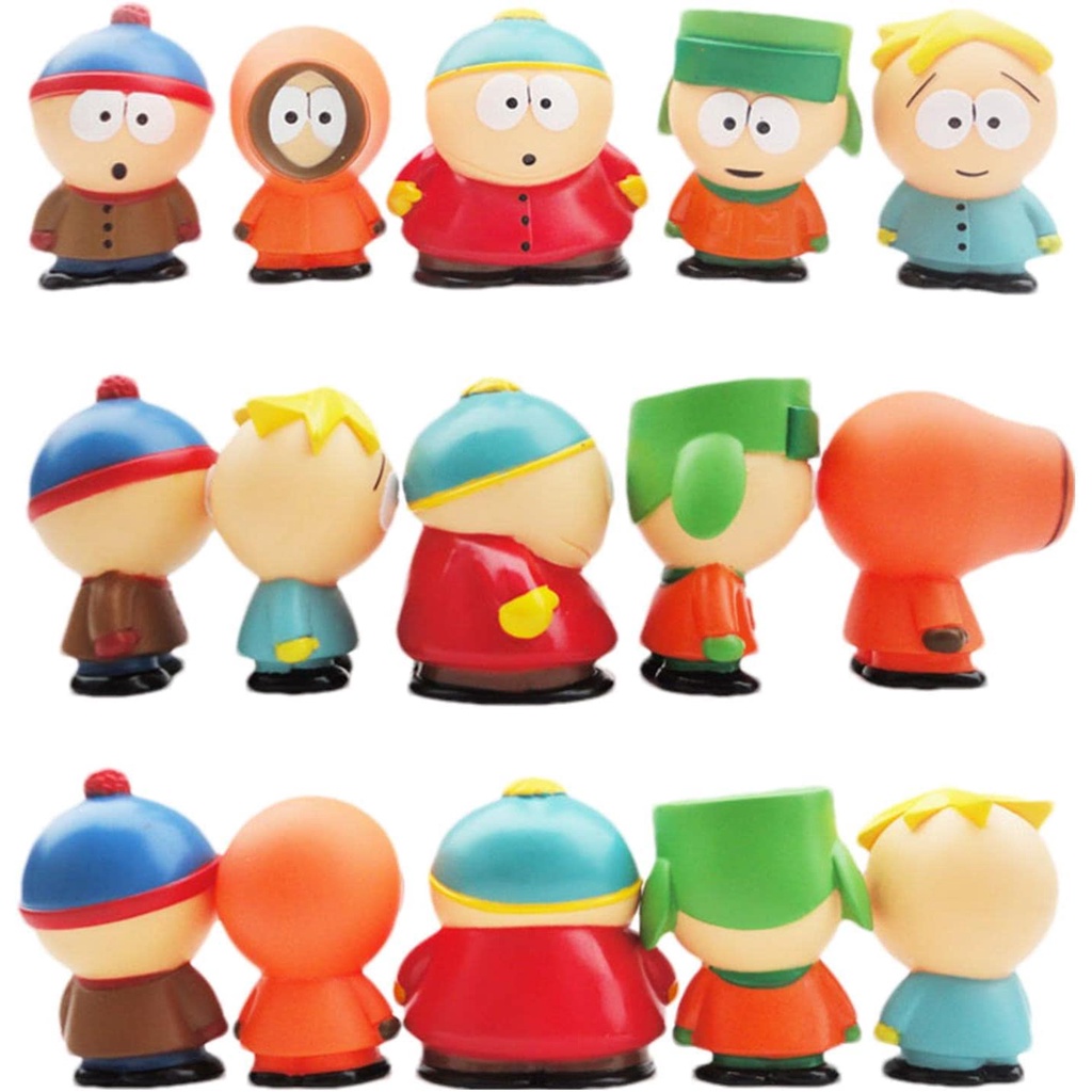 The South Park Set Figure 5potong Menampilkan Eric Cartman, Stan Marsh, Kyle Broflovski, Kenny McCormick and Butters Stotch Action Figure Mainan Topper Kue