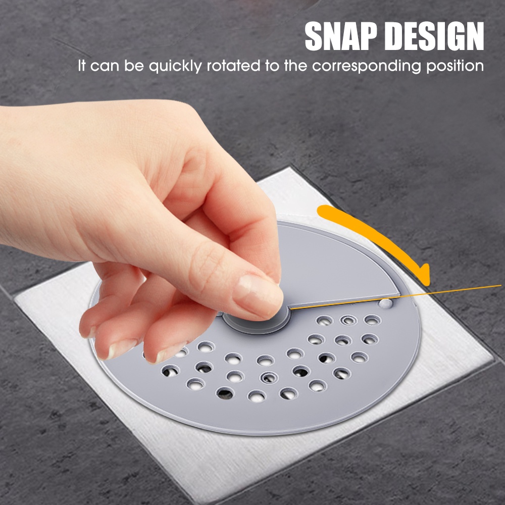 Saringan Outfall Selokan Penutup Anti Bau Dapur Kamar Mandi Bathtub Shower Floor Drain Reusable Sink Strainer360° Pad Filter Anti-Rambut Deodorisasi Silikon Rotasi Dengan Pegangan