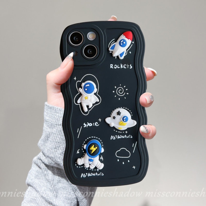 Case Boneka 3D Kartun Untuk Redmi A1 10 9 10C 9T 9A A1+10A 9C NFC Redmi Note11 10 10s 11s 8 9 11Pro 9s 10Pro Max Mi 11T Pro POCO M3 X3 NFC Pro Astronot Lucu Bergelombang Luar Angkasa Casing Edge