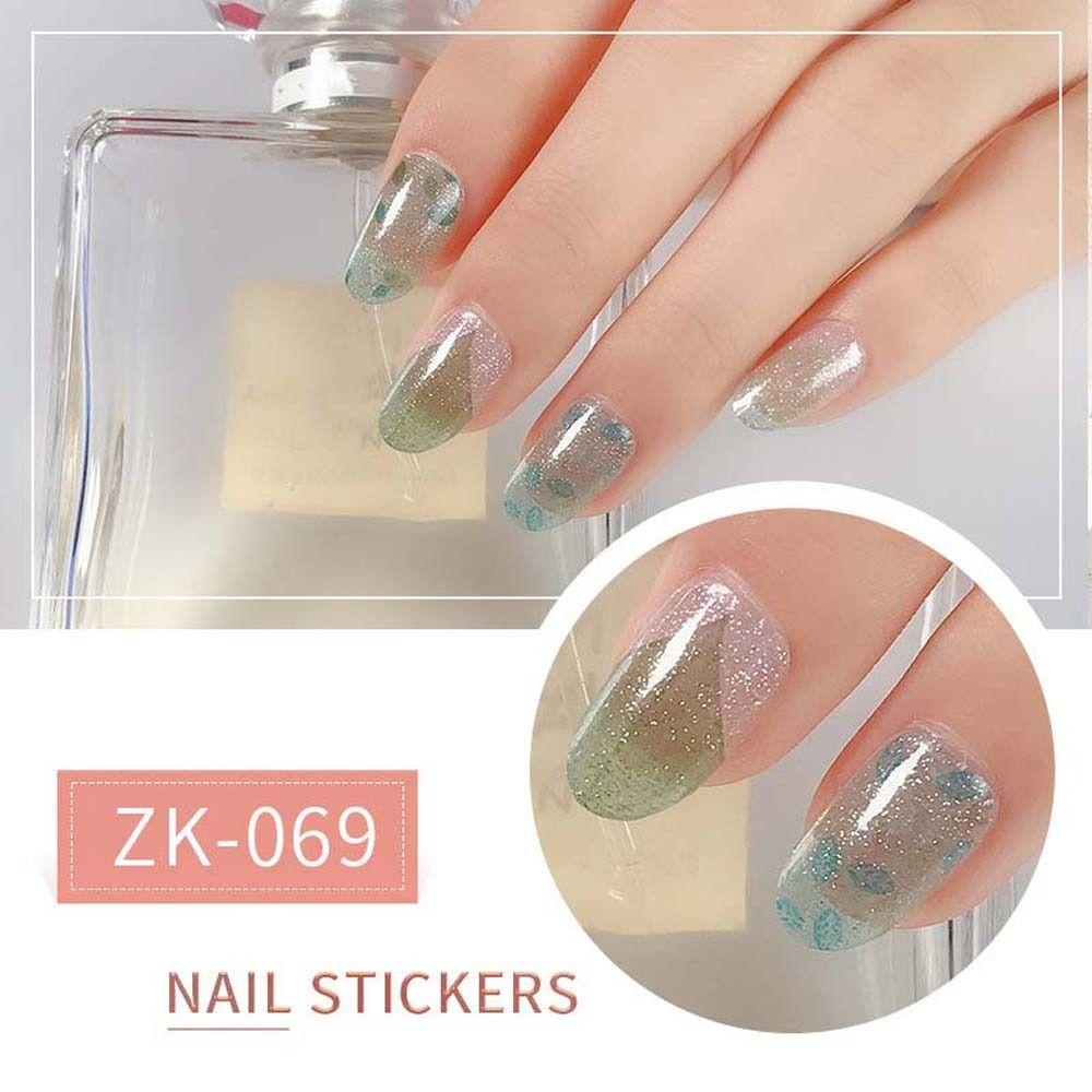 AUGUSTINA Agustina Bunga Stiker Kuku Wanita Full Cover Nail Tips Daun Daisy Nail Art Dekorasi