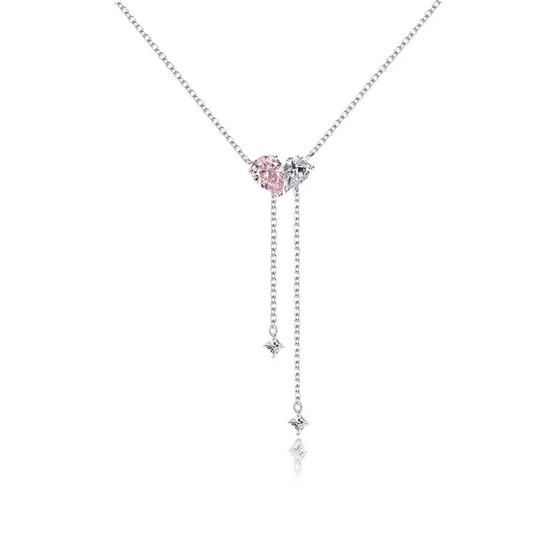 Fashion Alloy Rhinestone Water Drop Geometric Necklace for Girl