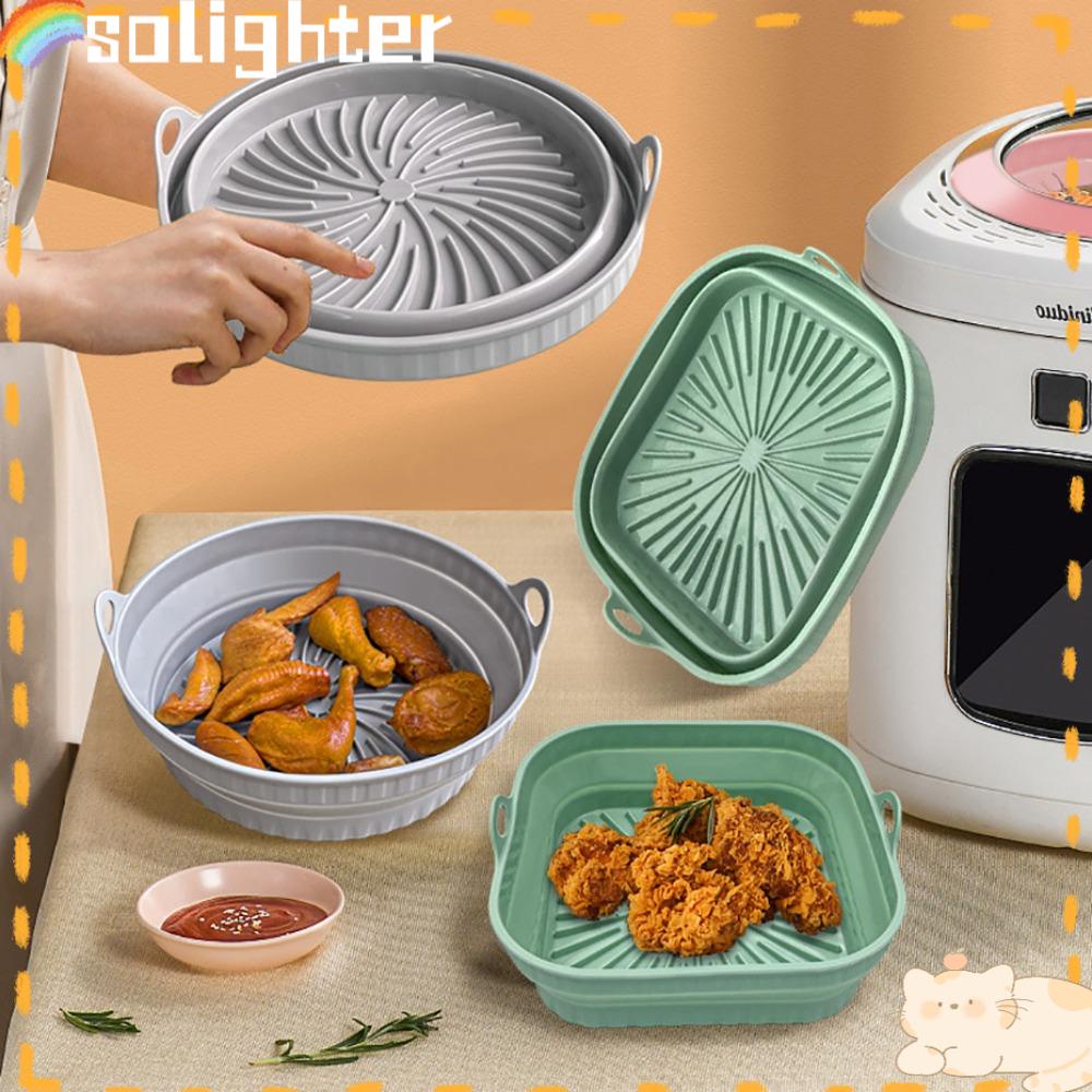 Solighter Square Silicone Pot Pengganti Masak AirFryer Aksesoris Baking Basket