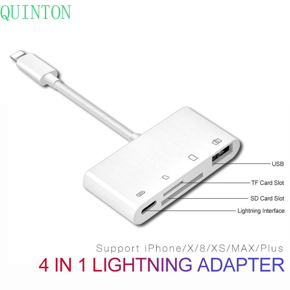 QUINTON Multifunctional Card Reader 4 in 1 Light-ning to SD TF USB Adapter Charging OTG For iPhone X XS MAX XR 6 7 8 iPad IOS Camera Connection Kit/Multicolor