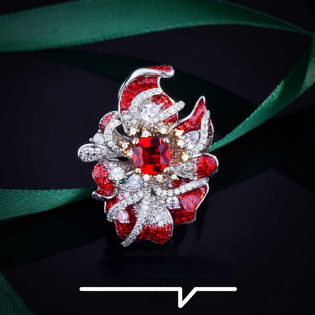 Goldkingdom Aksesoris Perhiasan Fashion Ready Stock Liontin Dengan Dua Desain Eropa Dan Amerika Industri Berat Imitasi Merpati Darah Permata Merah Cincin Warna-Warni Kalung.