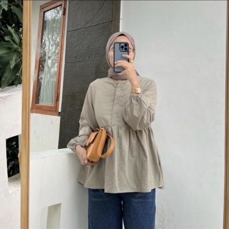 BEFAST - ZFS OOTD WANITA BLOUSE HANY / PEPLUMIA SHAKILA BLOUSE / Pakaian Casual Wanita Hijab Style / Blouse Polos Formal / Outfit Wanita Hijab Style / Fashion kekinian remaja ABG Trendy / Blouse Lengan Panjang Terlaris / OOTD Wanita Kerja