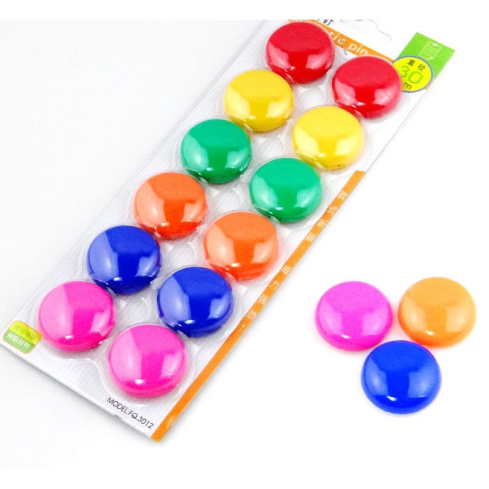 12pcs Magnet Papan Tulis Whiteboard Magnetic Pin 3cm OSM-ST0237