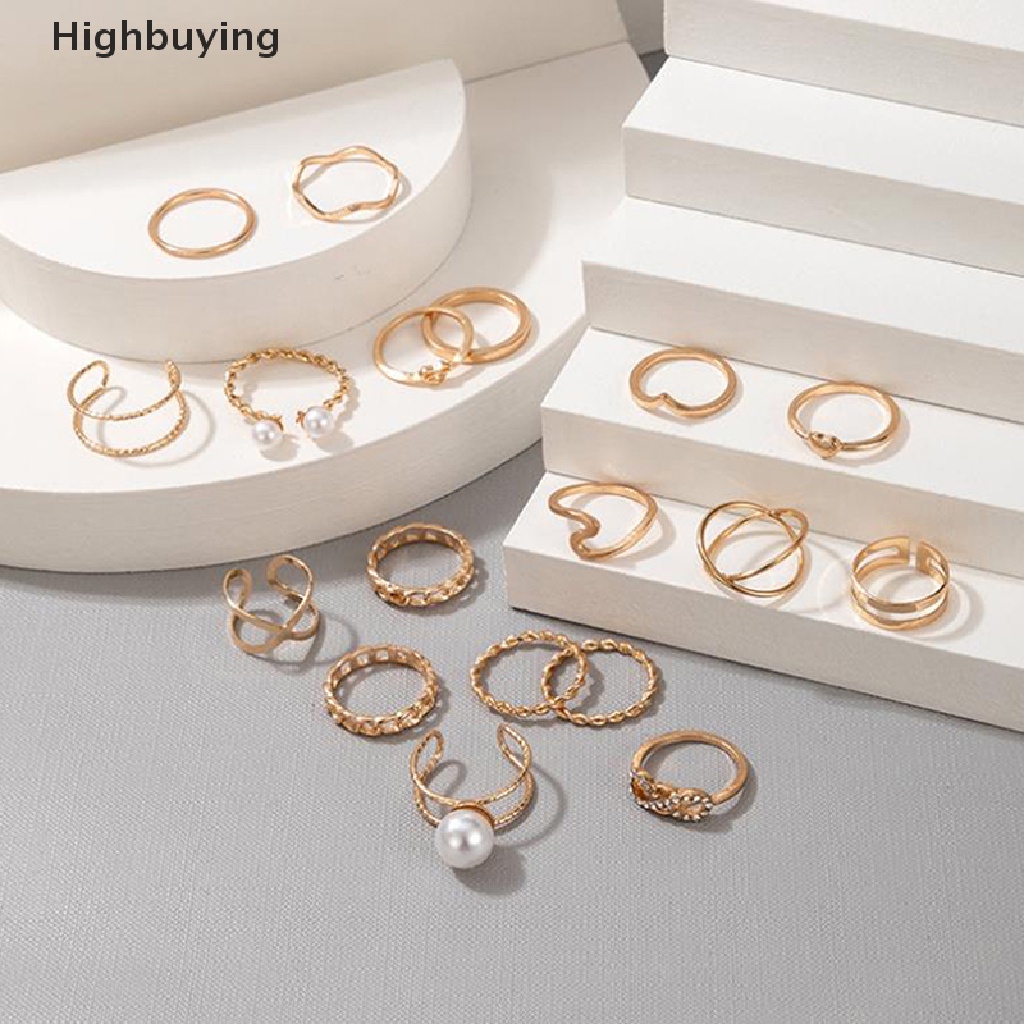 Hbid 18Pcs/set Cincin Kepribadian Fashion Wanita Hadiah Perhiasan Glory