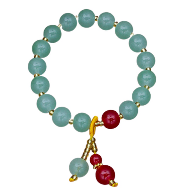 Giok Hijau Manik-Manik Unicorn Gelang Wanita Bulat Chalcedony Buddha Bead Yoga Bangles Penyembuhan Energi Perhiasan Hadiah