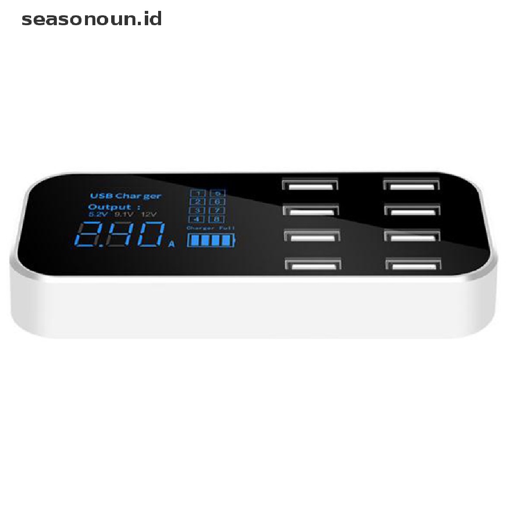 Seasonoun USB 8port Adaptor Charger Mobil Smart LED Display Charging Station.