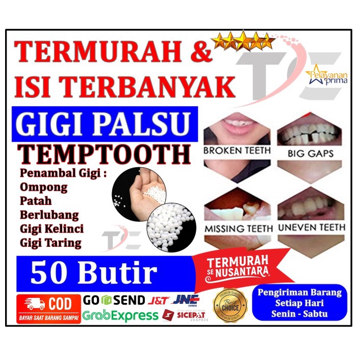 TEMPTOOTH ISI KURLEB 50 BUTIR TEMPTOOTH GEL UNTUK BUAT GIGI PALSU / DL