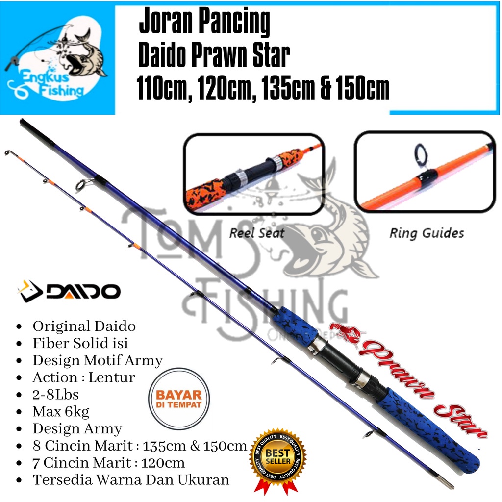 Joran Pancing Daido Prawn Star 100cm - 150cm (2-8Lbs) Lentur Murah Solid - Engkus Fishing