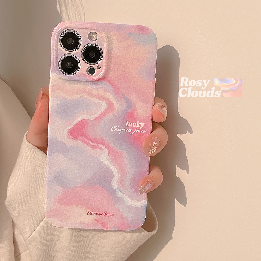 Ins Pink Sunset Hard Shell Film Fotografi Case Untuk Iphone SE 2020 7 /8 Plus 14x XR XM 11 12 13 PRO MAX Casing Cover Pelindung AT0112