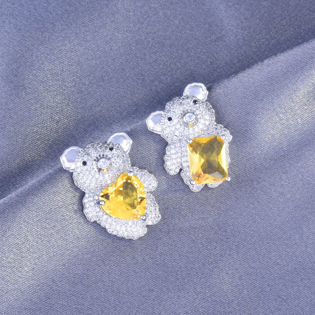 Goldkingdom Fashion Perhiasan Aksesoris Ready Stock Kristal Permata Beruang Pengakuan Cinta Balon Anting Anting Balon Panas Pita Indah Gadis Berbentuk Hati Serbaguna