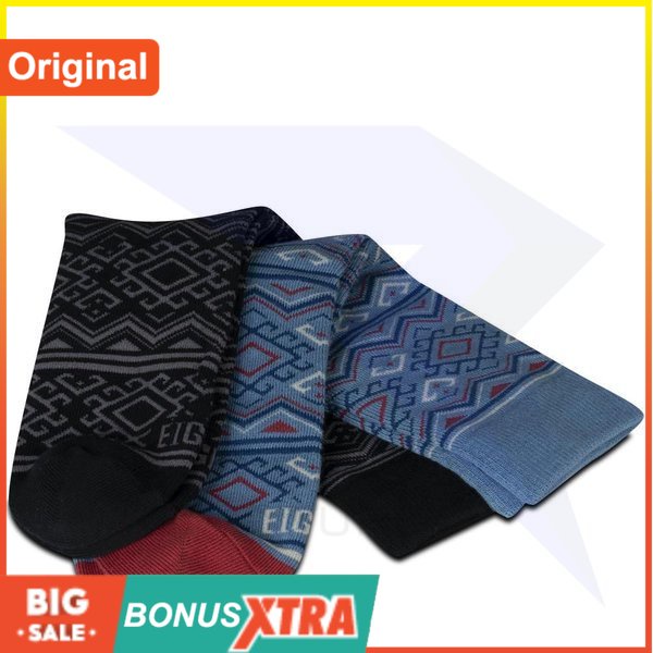Kaos Kaki EIGER1989 KARERA ETHNIC MID SOCKS Black Hitam 91000 6946 Ori