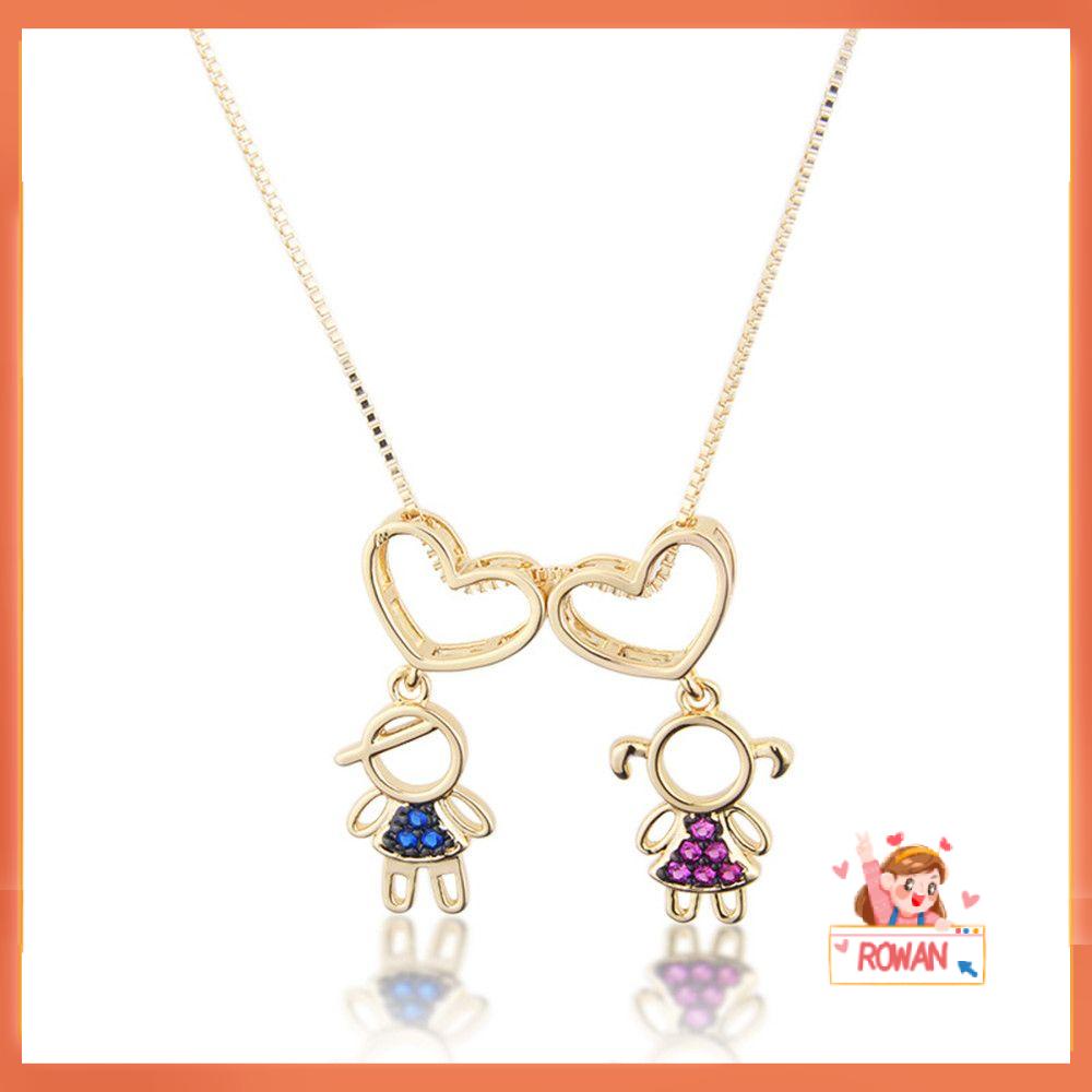 R-bunga Gadis Cowok Kalung Hadiah Cubic Zirconia Multicolor Charm Love