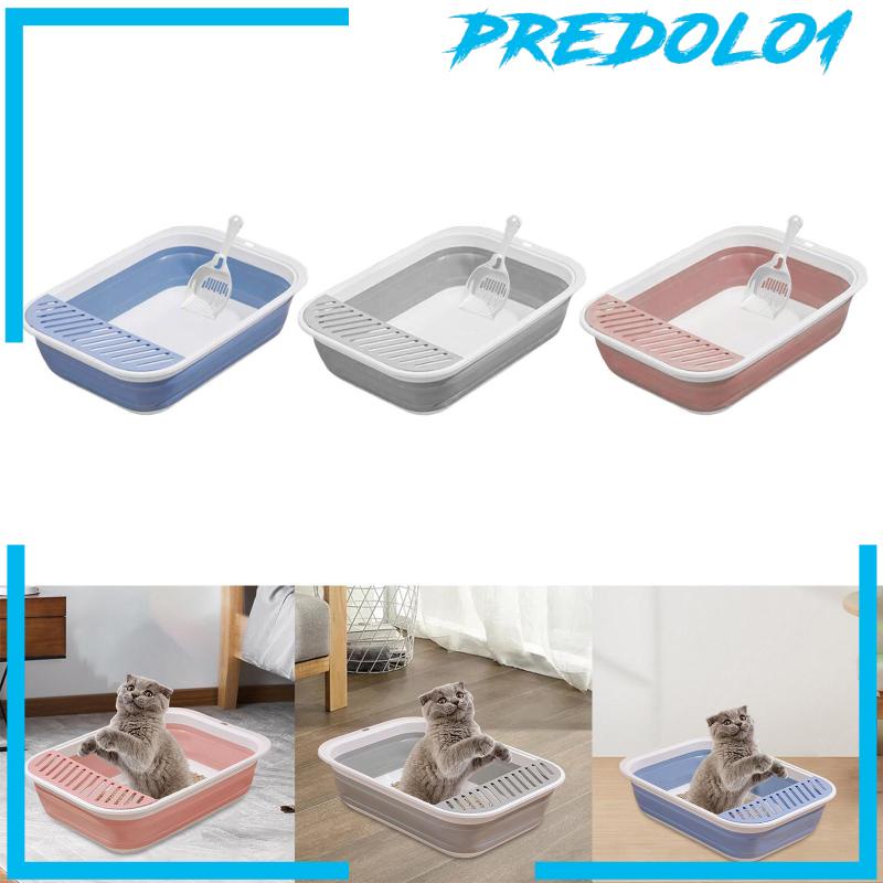 [Predolo1] Kotak Kotoran Kucing Buka Atas Mudah Dibersihkan Kitty Litterbox Large Dengan Scooper